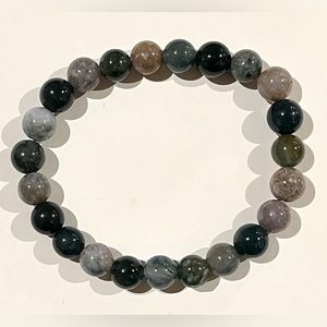 Indian Agate Crystal Bead Bracelet.  8mm beads.  NWOT.